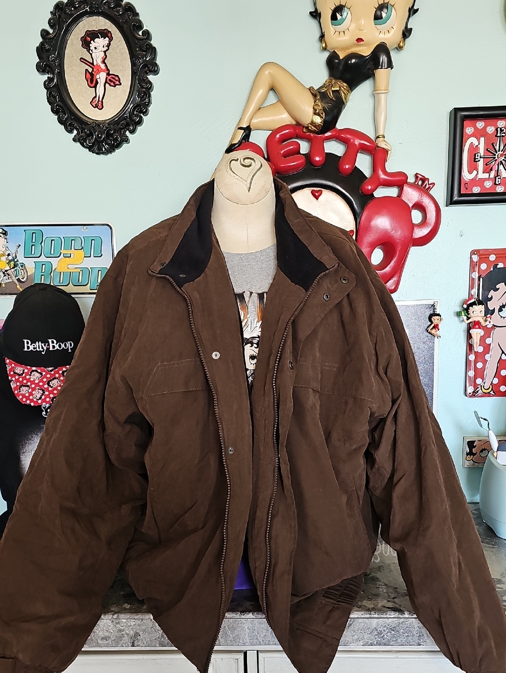 David Taylor Collection Brown Microfiber Bomber Jacket Men's XL Vintage
